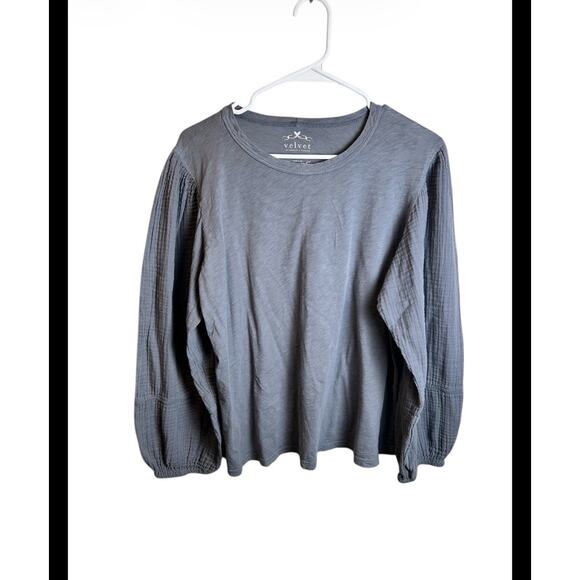 Velvet by Graham & Spencer Tops - Velvet By Graham & Spencer Guaze Cotton Puff Sleeve Blouse